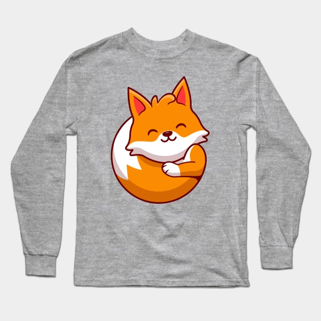 Cute Fox Cartoon Long Sleeve T-Shirt by Catalyst Labs